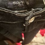 Dark blue denim shorts with silver rhinestone embellishments Black Size 15 Photo 2