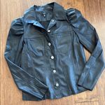 Drew  Black Faux Leather button down top/jacket with puff sleeves, XS Photo 0