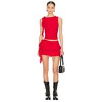 LIONESS  Rendezvous Mini Skirt in Crimson X-Large Womens Stretchy Ruffle Photo 3