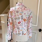 Target Luella for White Graffiti Blouse Button Front Shirt Cotton fits Small Photo 9