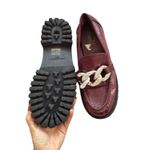 Karl Lagerfeld Giana Burgundy Gold Platform Chain Loafers Size 9 Photo 8