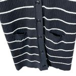Vince Long Ribbed Cotton Cardigan Women’s Size Medium Black White Striped Photo 4