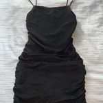 Glitter Ruched Mini Dress Black Photo 0