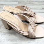Adrienne Vittadini Beige Strappy Open Toe Block Heel Sandal Size8 Photo 2