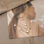 6pcs Lovely Star Moon Pendant Necklace Set for Women Photo 3