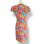 Vintage Jessica Howard Petite Yellow Pink Floral Wiggle Dress Bow Detail Mini Size 4P Photo 3