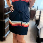Ecote Ecoté Navy Dress with Stripes Sz S Photo 0