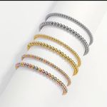 2 Pcs Set Stainless steel Round Beads Bracelet Gold Photo 1