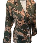 Topshop Floral~Palm Tree 4 Button Career Blazer Sz. 4 Green/Tan Classy Business Photo 1