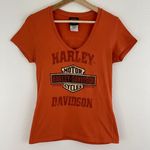 Harley Davidson Orange Sturgis South Dakota Logo V Neck Short Sleeve Graphic Tee Photo 0