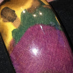 Vintage Lucite Floral Chunky Retro Boho Bangle Bracelet Purple Photo 6