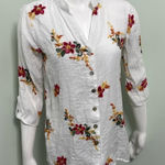 Kindred  boho white button down embroidered blouse small Photo 0