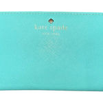 Kate Spade  Aquamarine Tiffany Blue Pebbled Leather Folding Snap Closure Wallet Photo 0