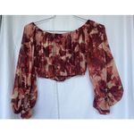 For Love & Lemons Revolve Floral Pink Wild Rose Crop Top S Off Shoulder Vacay Photo 6