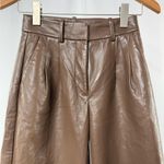 Wilfred Aritzia Vegan Leather Pleated Trouser Pants in Chocolate Brown Size 00 Photo 2
