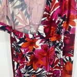 Caribbean Joe pink floral lillies faux wrap side tie short sleeve tropical dress Photo 4