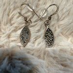 Vintage 925 Sterling Silver Marcasite Dangle Earrings‎ Gold Photo 5
