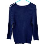 Ralph Lauren Lauren  Size‎ Large Sweater Navy Blue Accent Buttons Knit Nautical Photo 1