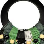 Topshop Women’s Mykonos Green Black White Retro Woven Bag with Beads Photo 3