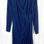 Maje ✨HP✨Renie V-neck Long-sleeve Wrap In Navy Blue Viscose Short Casual Dress✨ Photo 10