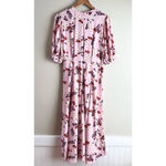 by TiMo Pink Floral Midi Dress Short‎ Puff Sleeves Bloom 50s Print, Size Small Photo 12