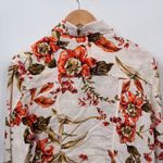 Joie  Fairy Cottagecore Linen Jacket Womens‎ XL White Orange Floral Print Pockets Photo 6