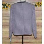NWT Tahari Arthur Levine 14W Purple Open Tweed Blazer Jacket Faux Leather Trim Photo 4