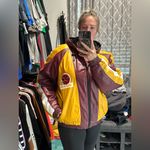 Vintage Retro Washington Redskins Leather Jacket Embroidered 70’s 80’s Size XL Red Photo 2