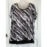Vera Wang Simply Vera Women's 1X Tie Dye Sheer Hem Tunic Top Gray Black White Photo 7