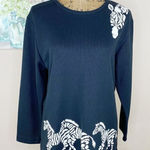 Teddi Zebras Ribbed Knit Pullover Shirt Black S Black Photo 0