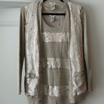 Cache  gold sequence sweater set tank top cardigan Photo 0