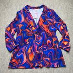 NWT WDirara Women's Blazer Jacket Swirl Print‎ Long Sleeve Business Casual Blue Size XL Photo 0