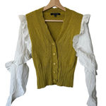 Strut & Bolt  Mustard Yellow Knit Vest with White Ruffle Sleeves Photo 0