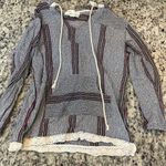 Vintage Havana Multicolor Striped Hoodie with Lace Trim Blue Photo 0