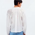 Madewell  Shirred Long-Sleeve Top in Eyelet White Size Medium NWT Photo 2