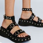 Nasty Gal New Buckle Studded Ankle Strap Flatform Sandal Photo 2