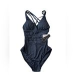La Blanca  Island Goddess Multi-Strap Cross Back One Piece Swimsuit Black size 4 Photo 2