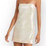 Cinq a Sept Lauri Mini Dress Women's Plus 14 Ivory Sequin Silk Strappy Lace Up Photo 0