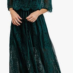 Baltic Born ‎ Leon Off Shoulder Dress Womens Large Forest Green Lace Maxi NWT Photo 0