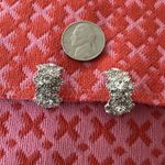 Vintage Crystal Rhinestones Faceted Baguette Sparkling Clip On Earrings Silver Photo 1
