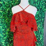 River Island  red ruffled animal print cold shoulder midi dress 10 Photo 6