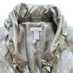 Chico's Chico’s Jacket Gray Green Metallic 3/4 Sleeve Ruffle Collar Rain Jacket Small Photo 6