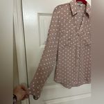 EXPRESS  Mauve and White Polka Dot Button-Down Shirt Sz S Photo 2