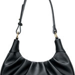 NWT KKXIU Black Crescent Mini Hobo Bag – Ruched Shoulder Purse Photo 0