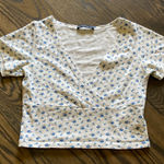 Brandy Melville  Blue Floral Crop Top Photo 0