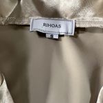 Rihoas Satin‎ Wrap Blouse Small Gold Long Sleeve Button Cuff Collared Dressy Top Photo 1