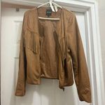 Me Jane  Size Medium Brown Faux Suede Western Style Long Sleeve Fringed Jacket Photo 7