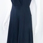 J.Crew  100%‎ silk asymmetric hem V neck navy blue midi dress, size 2 Photo 0