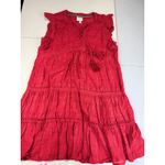 Knox Rose L Red Dress Tiered Cap Sleeves Tassel Tie Closure Pullover Boho Photo 9