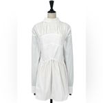 Rejina Pyo White Long Sleeve Ruched Collared Shirt Dress Cotton Size US 4 Photo 2